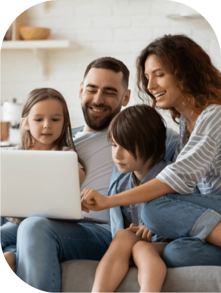 Family using laptop